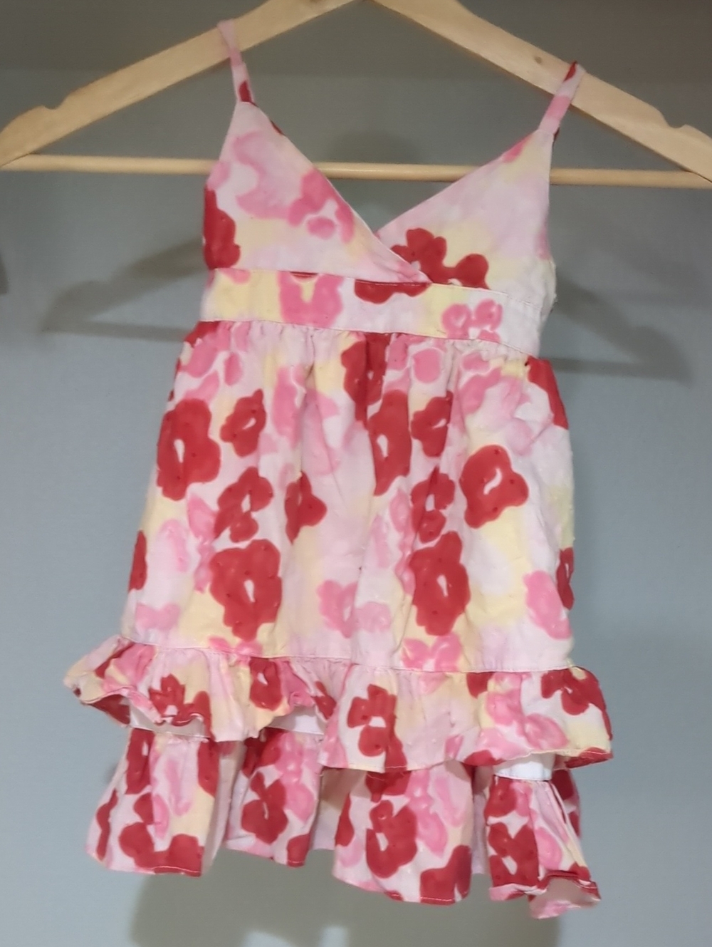 Penelope Mack Pink, Red and Yellow Floral Ruffle Sundress Skirt 24 Mo
